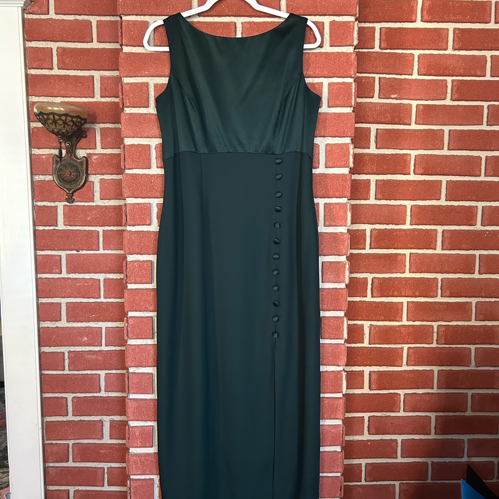 Vintage Dark Green Formal Midi Dress, size 12, Liz Claiborne